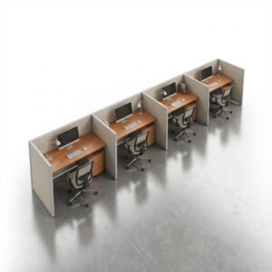 Linear Office Cubicle Workstation with Storage