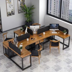4-Seater Modern Wooden Office Workstation