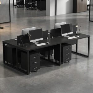 Executive Black Dual Office Workstation with Storage