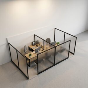 Modular Office Cubicle Workstation with Glass Panels