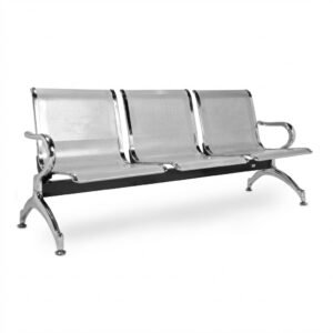 Sleek 3-Seater Perforated Steel Waiting Bench