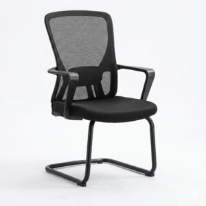 Modern Black Mesh Cantilever Guest Chair