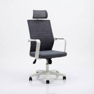 Modern White-Frame High-Back Executive Chair