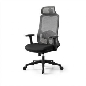 High-Back Grey Mesh Ergonomic Chair with Adjustable Lumbar Support